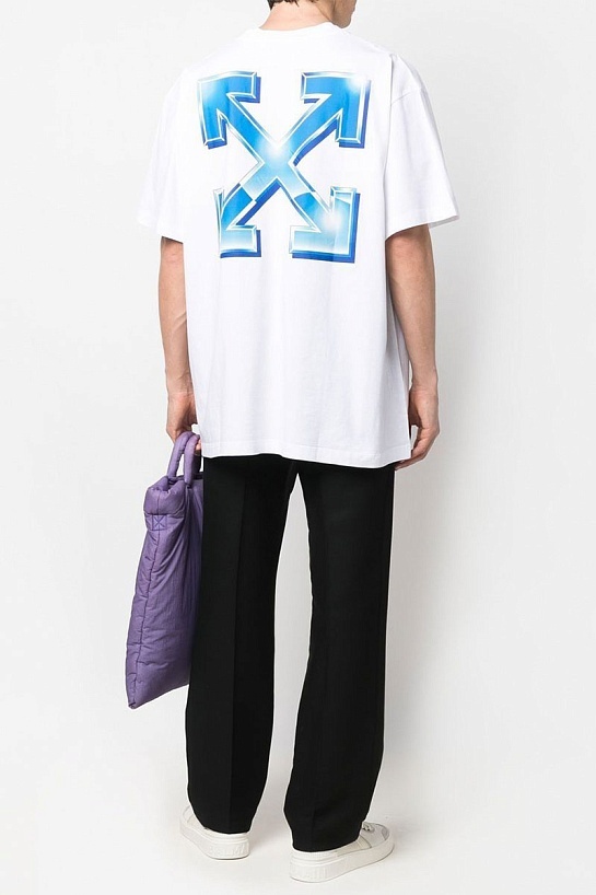 Белая оверсайз футболка Off-White Blue Metal Arrows