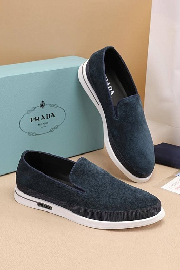 Мужские замшевые слипоны Prada Saint Tropez - Cyan Blue   