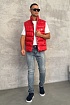 Пуховой жилет красного цвета Moncler logo-patch