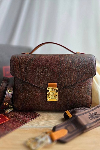 Кожаная сумка Etro с узором пейсли 21x12 см   