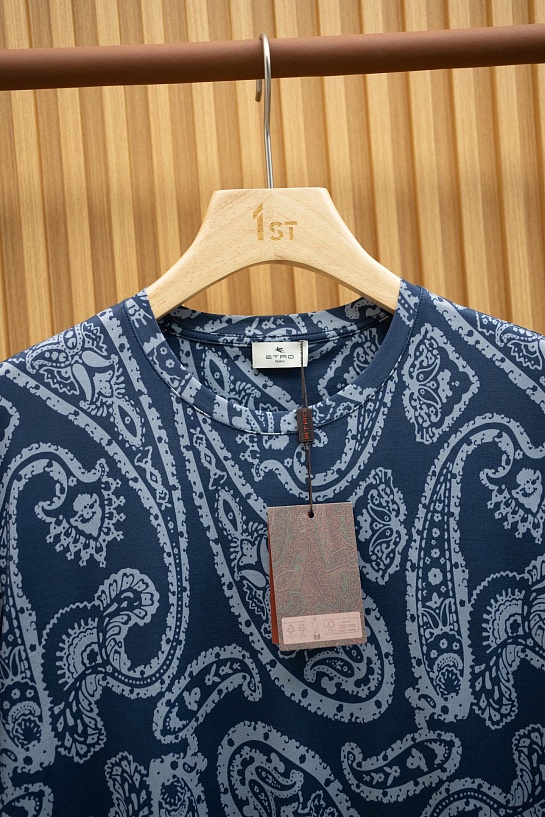 Синяя футболка с узором пейсли Etro Premium