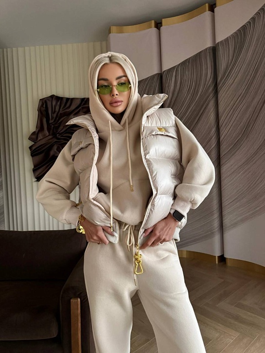 Женский костюм тройка на флисе Schiaparelli Premium - Beige