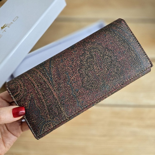 Кожаное портмоне Etro с узором пейсли 19x9 см   