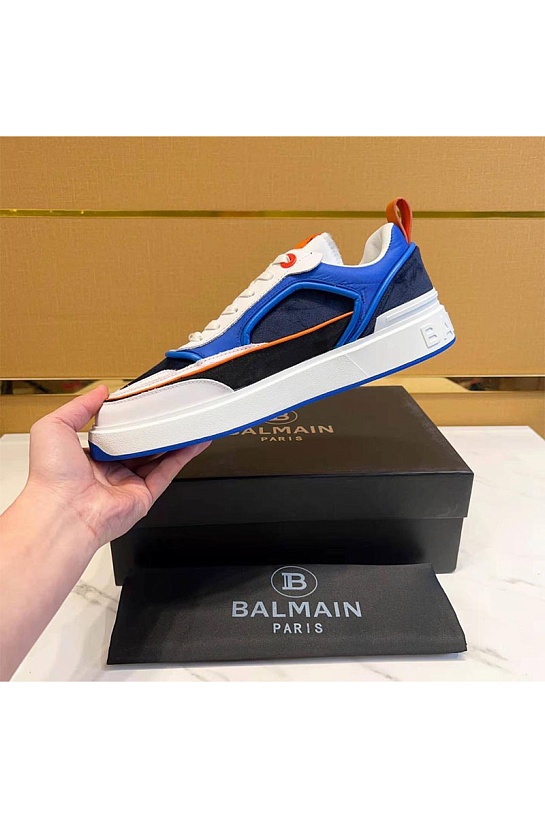 Комбинированные кроссовки Balmain синего цвета