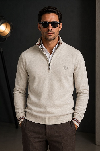 Мужской джемпер Burberry quarter-zip - Beige   