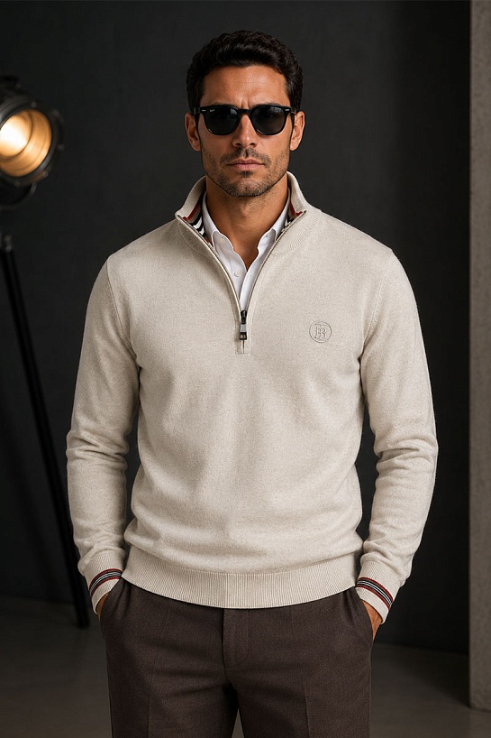 Мужской джемпер Burberry quarter-zip - Beige