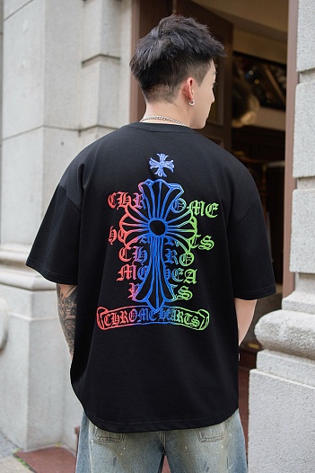 Чёрная оверсайз футболка Chrome Hearts Premium   