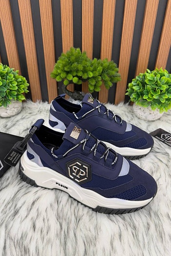 Комбинированные кроссовки Philipp Plein Predator - Navy   