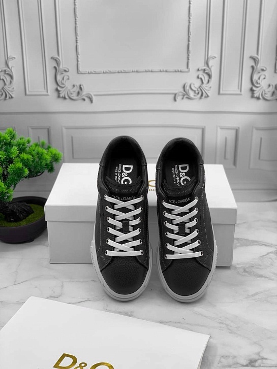 Кожаные кроссовки Dolce & Gabbana Portofino - Black / White