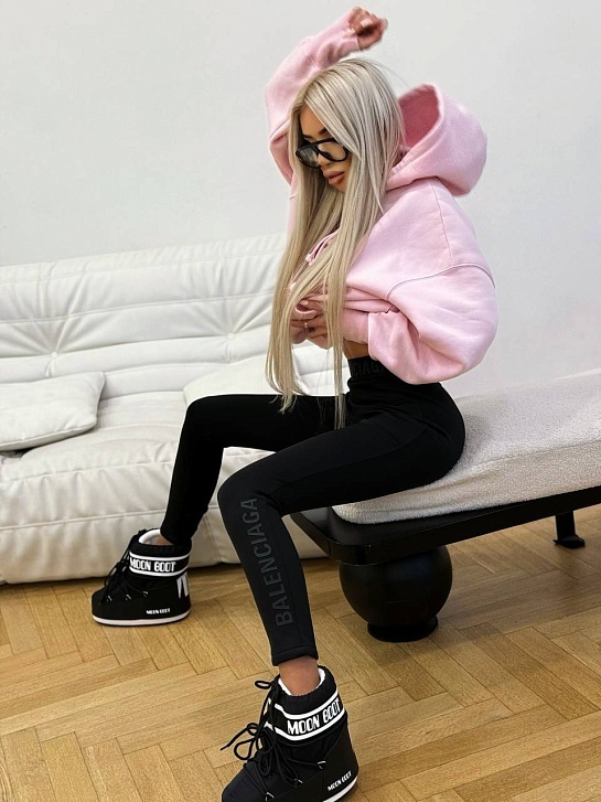 Женские черные леггинсы на флисе Balenciaga