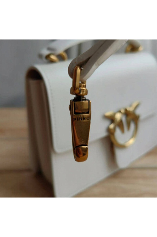 Кожаная сумка Love 25x18 см - White / Gold