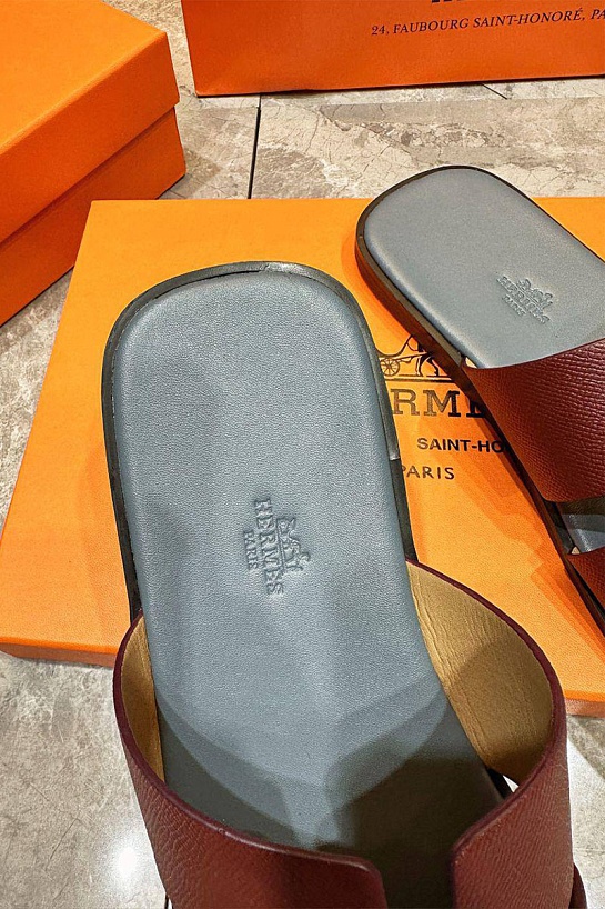 Кожаные шлёпанцы Hermes Izmir - Red