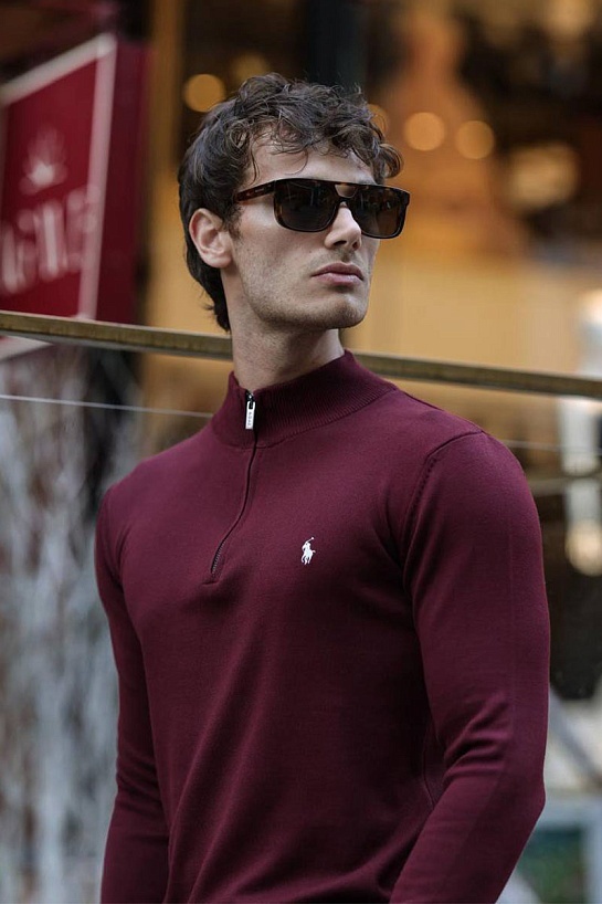 Мужская кофта Роlо Ralрh Lаurеn half-zip - Burgundy
