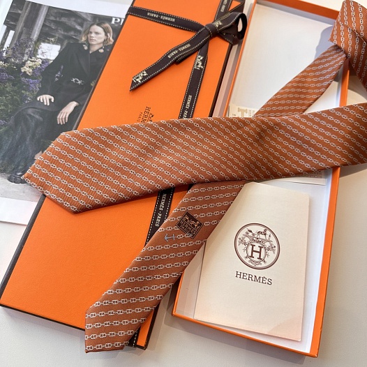 Галстук Hermes Jetez l'Ancre premium - Orange   