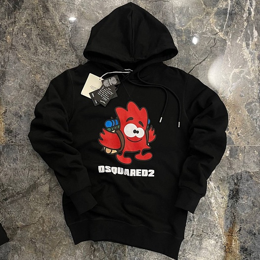 Мужское чёрное худи Dsquared2 logo-print   