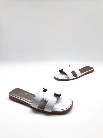 Женские шлёпанцы Hermes Oran - White   
