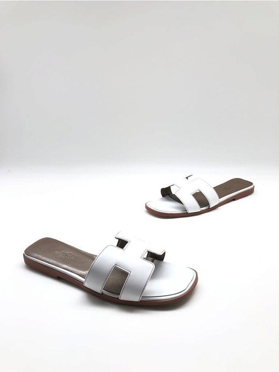 Женские шлёпанцы Hermes Oran - White