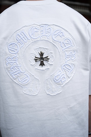 Белая оверсайз футболка Chrome Hearts Premium   