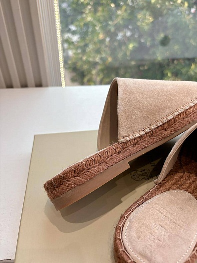 Женские замшевые шлёпанцы Brunello Cucinelli Premium - Beige   