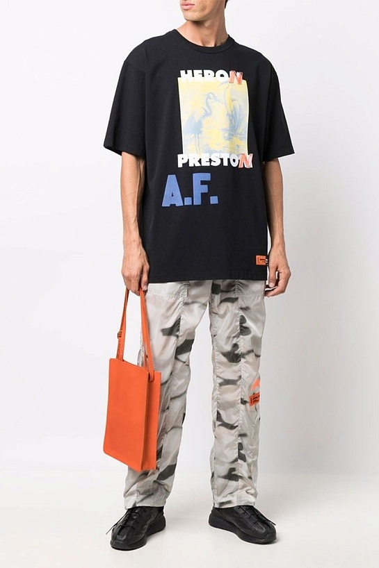 Чёрная оверсайз футболка Heron Preston A.F. Authorized