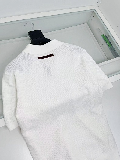 Мужское поло Zegna buttonless - White   