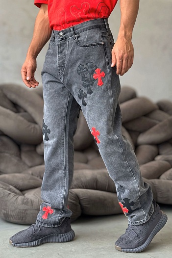 Мужские джинсы Chrome Hearts multi-patch - Black Washed   