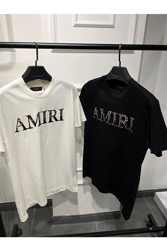 Белая оверсайз футболка Amiri leopard-print