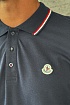 Тёмно-синее поло с длинным рукавом Moncler logo-patch