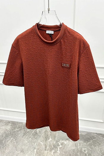 Мужская бордовая футболка Dior logo all-over embossed   