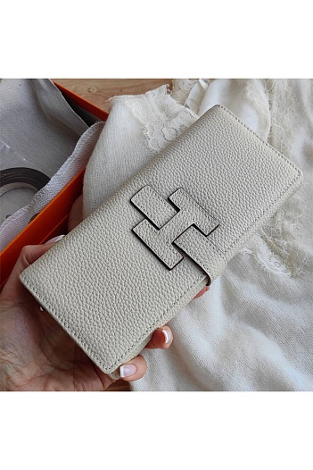 Кожаный клатч Hermes Jige Elan 20.5x9 см - Grey   