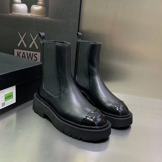 Женские кожаные сапоги Chanel Cruise premium - Black   