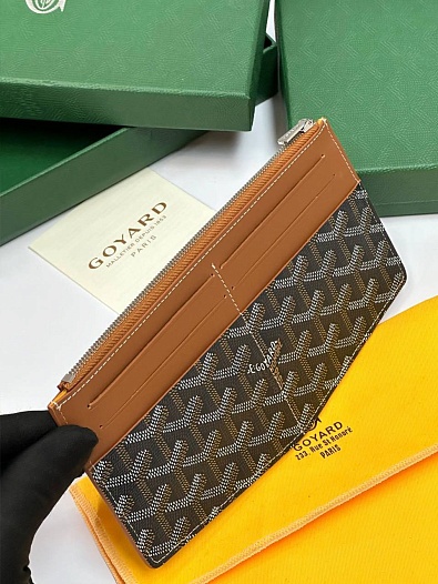 Кожаный кошелек Goyard Insert Louise Premium 21x11см - Brown   