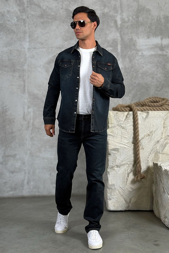 Джинсовая рубашка Loro Piana тёмно-синего цвета