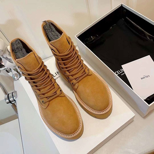 Женские замшевые ботинки Celine premium - Checknut   