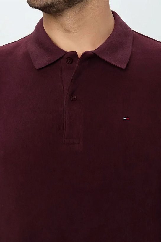 Бордовое поло с длинным рукавом Tommy Hilfiger