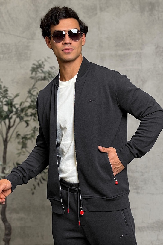 Кофта на молнии Kiton серого цвета