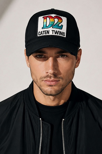 Мужская чёрная бейсболка Dsquared2 Caten Twins   