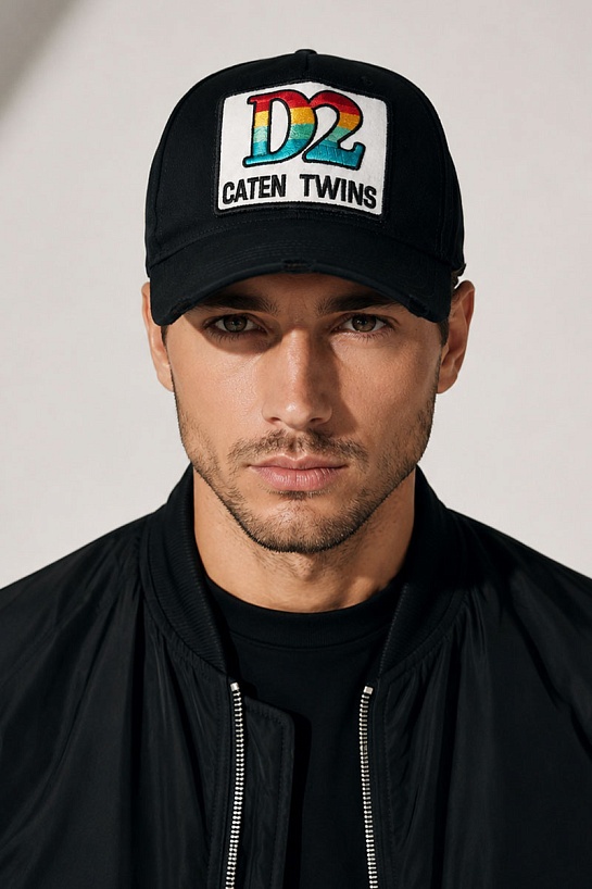 Мужская чёрная бейсболка Dsquared2 Caten Twins