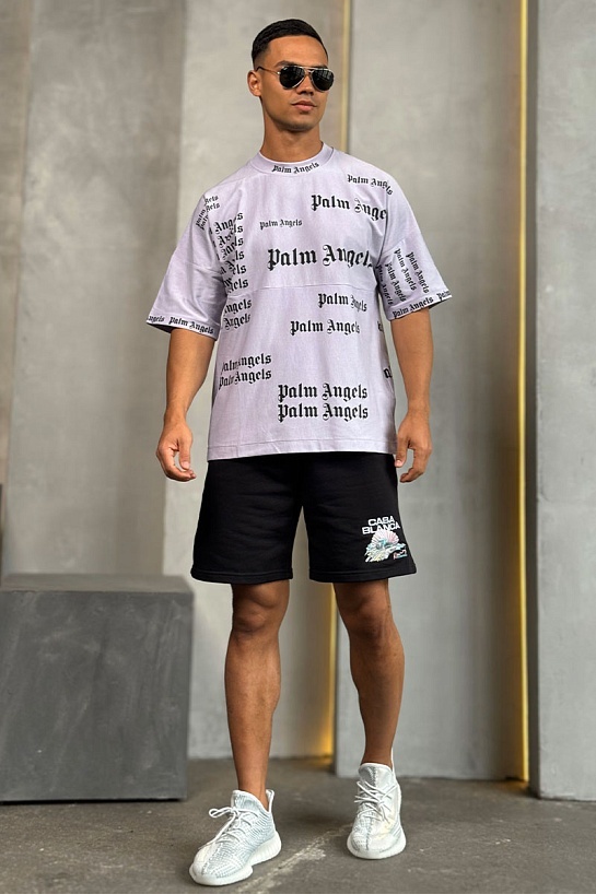 Светло-фиолетовая оверсайз футболка Palm Angels Ultra Logo