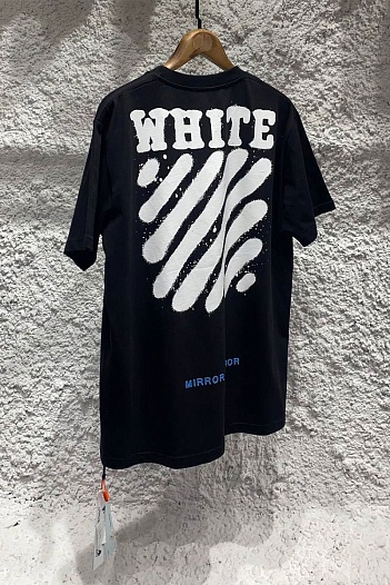 Чёрная оверсайз футболка Off-White Heavy diag spray   
