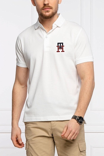 Мужское белое поло Tommy Hilfiger Essential Monogram   