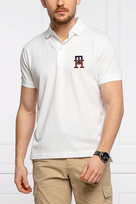 Мужское белое поло Tommy Hilfiger Essential Monogram