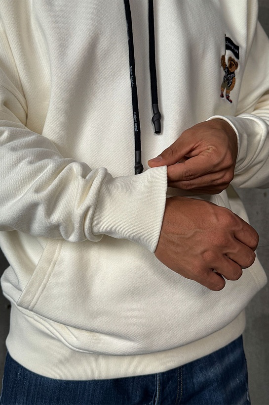 Утеплённое оверсайз худи Palm Angels "Pirate Bear" - White