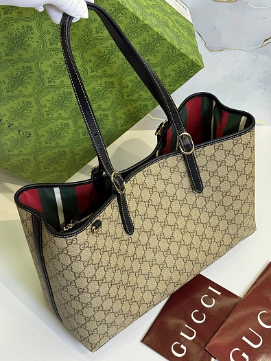 Кожаная сумка Gucci GG Emblem premium 38x25x15 см   