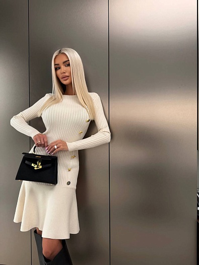 Женское трикотажное платье Schiaparelli premium - White   