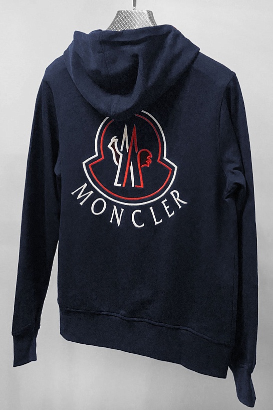 Мужская брендовая кофта Moncler тёмно-синего цвета