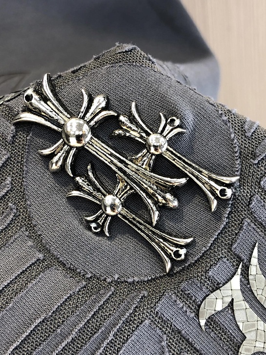 Серая оверсайз футболка Chrome Hearts Premium