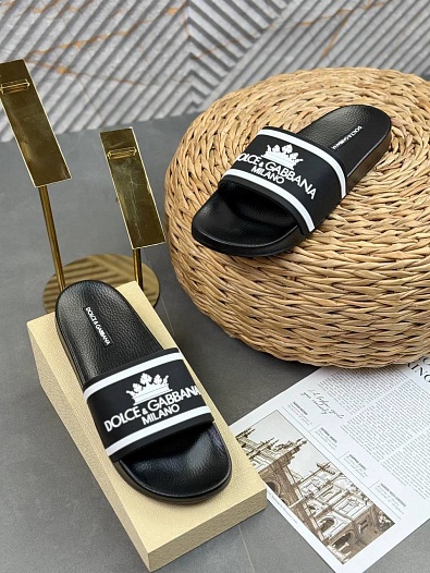 Мужские шлёпанцы Dolce & Gabbana crown logo   