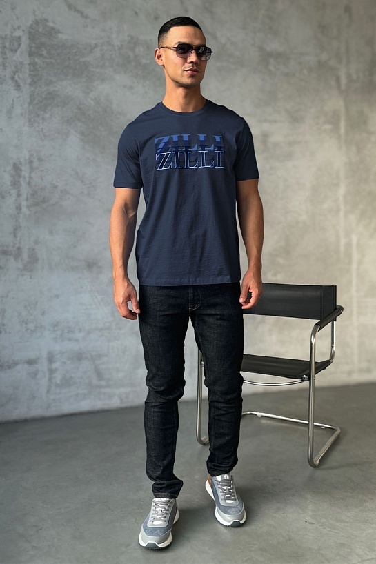 Мужская футболка Zilli тёмно-синего цвета