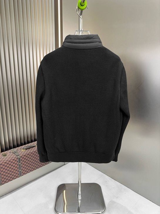 Мужская вязаная куртка Moncler logo-patch - Black